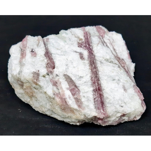 570 - A very collectable, museum quality, rock specimen with numerous, large RUBELITE natural crystals in ... 