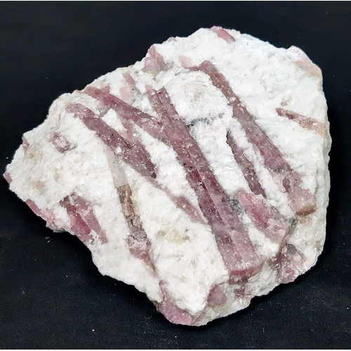 570 - A very collectable, museum quality, rock specimen with numerous, large RUBELITE natural crystals in ... 