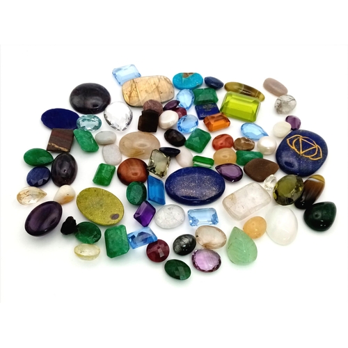 298 - A 1200ct of Mixed Coloured Stones Lot. Some are semi precious and some synthetic. A/F