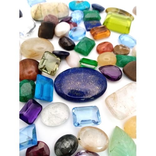 298 - A 1200ct of Mixed Coloured Stones Lot. Some are semi precious and some synthetic. A/F