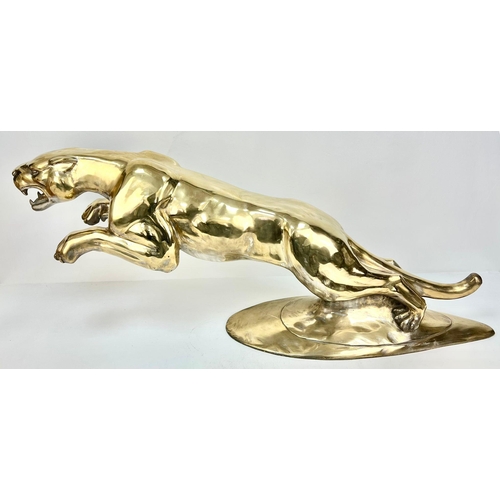 316 - A LARGE BRASS VERSION OF THE FAMOUS LEAPING JAGUAR -  CUSTOM MADE FOR ONE OF THE UK's MOST PRESTIGIO... 