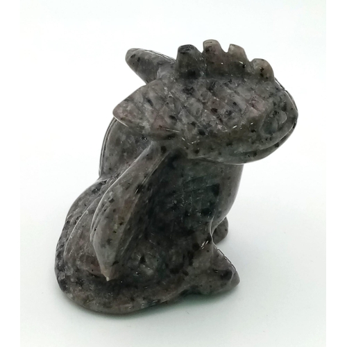 296 - A Flame Stone (Yooperlite) Dragon Figurine. 6cm tall.