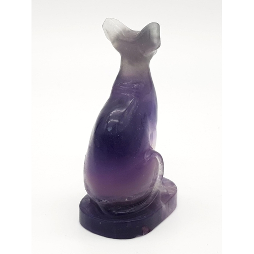 438 - A Rainbow Fluorite Cat Figurine. 8.5cm tall.