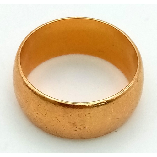 479 - A Vintage 22K Yellow Gold Band Ring. Size K. 7.2g