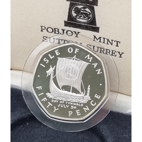 1099 - A Pobjoy Mint Isle of Man Silver 50p Proof Coin. Comes with original presentation case and COA.