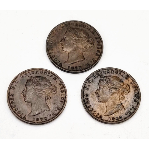 565 - Jersey 1/13 Shillings dated 1866, 1870 and 1871, please see photos for condition.