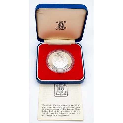 572 - A Mauritius 25 Rupees Commemorative Proof Silver Crown - celebrating Queen Elizabeth II Jubilee. Com... 