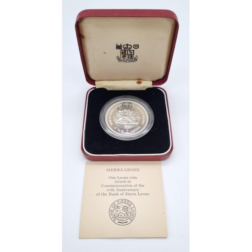 586 - A Sierra Leone 1974 Silver Crown, Struck in commemoration of the 10th Anniversary of the Bank of Sie... 