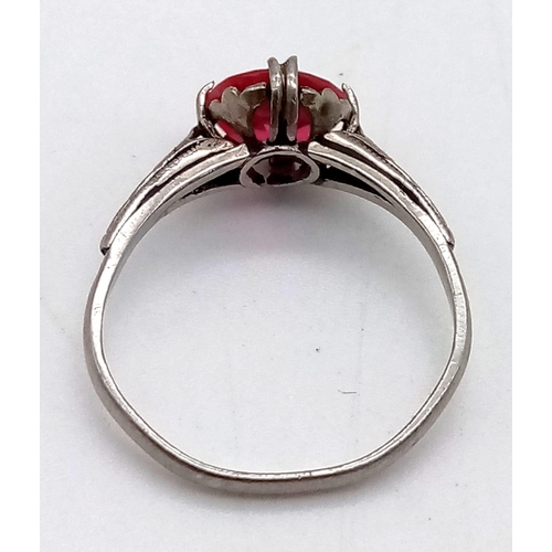 177 - Antique 1920 Japanese Platinum and Ruby set ring. From the First Japanese department store in Japan.... 