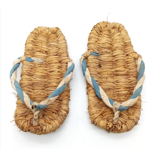 487 - A pair of very rare Antique Edo period,  Circa 1700, Japanese Buddhist priest Zori woven hemp sandal... 