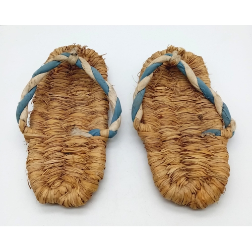 487 - A pair of very rare Antique Edo period,  Circa 1700, Japanese Buddhist priest Zori woven hemp sandal... 