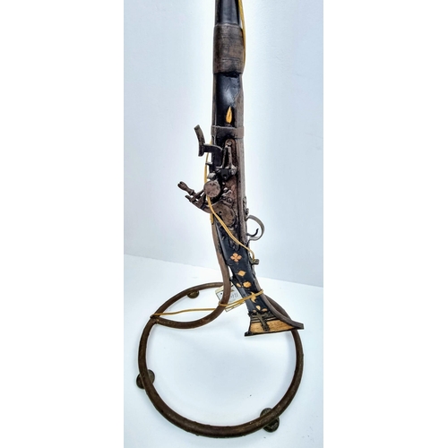 255 - An Early 19th (circa 1830s) Century Black Powder Indian Buffalo Flintlock Rifle - That has been conv... 