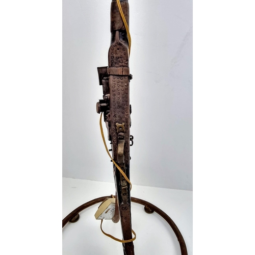 255 - An Early 19th (circa 1830s) Century Black Powder Indian Buffalo Flintlock Rifle - That has been conv... 