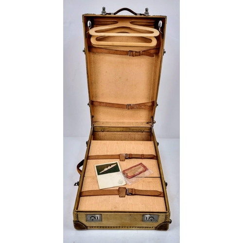 274 - A 1950s Vintage Cruise Liner Wardrobe Trunk Case - Complete with coat hangers! Comes with two Cunard... 