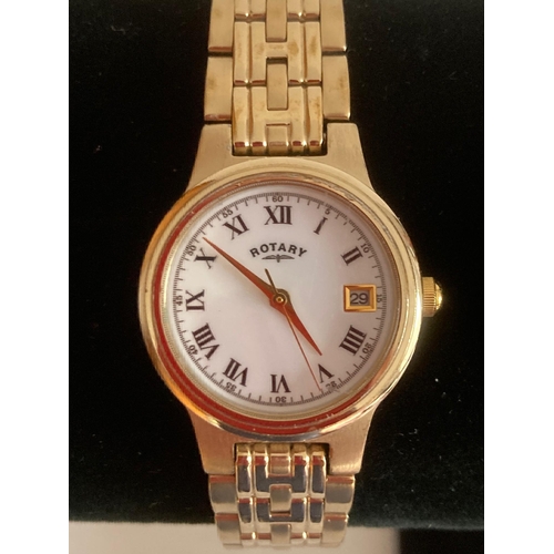 141 - 2 x  ladies top quality Quartz wristwatches in Gold Tone. To include a ROTARY having mother of pearl... 