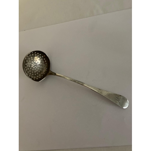 162 - A rare 1799 Georgian SILVER SIFTING LADLE having a clear and rare hallmark for John Langlands Newcas... 