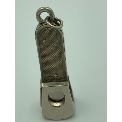 230 - Vintage SILVER CIGAR CUTTER having clear Hallmark for William Manton, Birmingham 1987. Engine turned... 