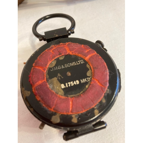 300 - Military JMG and Sons Ltd WWII COMPASS  model B17549.MKIX. Complete with crows foot mark and hard le... 