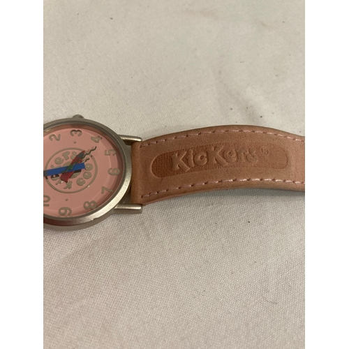 441 - Vintage genuine KICKERS wristwatch. Pink face model with red and blue hands. Unusual blue serpentine... 