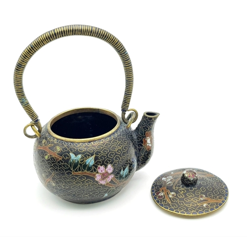 466 - Antique Chinese cloisonné teapot, circa 1800, 6cm x 8cm