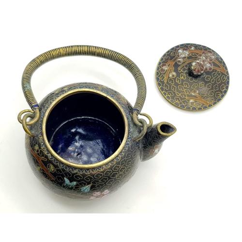 466 - Antique Chinese cloisonné teapot, circa 1800, 6cm x 8cm