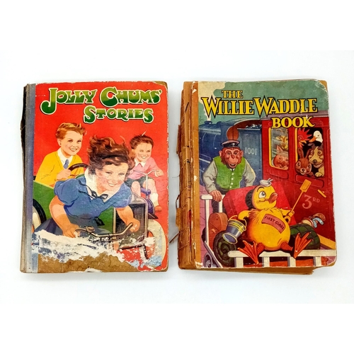 564 - Two rare children's books from the 1930's. The Willie Waddle book and Jolly chums stories. Willie Wa... 