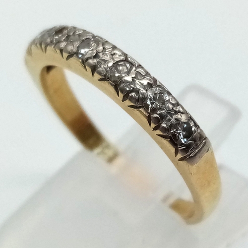 178 - 18k Yellow Gold Vintage Half Eternity Ring.
Size P, weighs 3.65g, 0.25ct Diamond