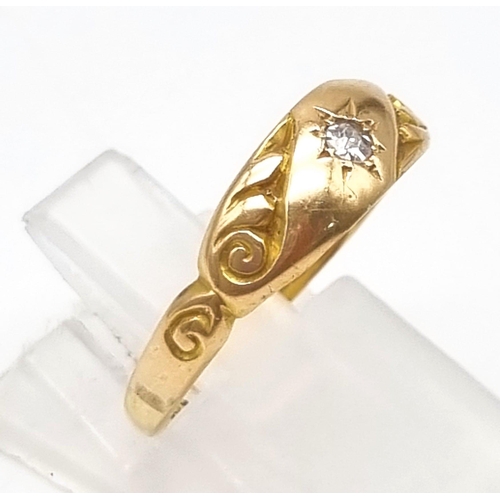 414 - 18k Yellow Gold Vintage Single Stone Ring.
Size M, weighs 2.06g