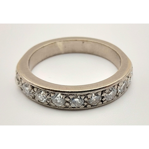 180 - An 18K White Gold Diamond Half Eternity Ring. 0.90ct 
Size K/L. Total weight: 4.60