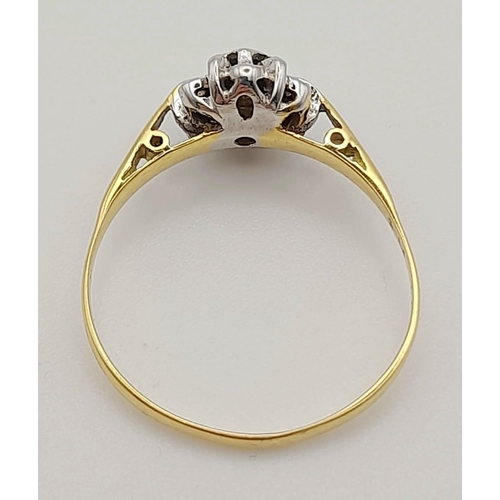 421 - 18k Yellow Gold Diamond Cluster Ring.
Size S, weighs  2.76g