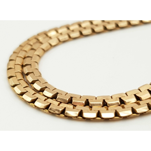 225 - 9k rose gold fancy flat link 16 inch chain, weighs  9.5g, 40cm in length