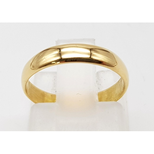 415 - 18k yellow gold 3mm band ring 
Size H, weighs 1.66g