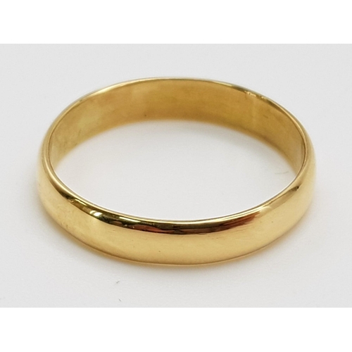 415 - 18k yellow gold 3mm band ring 
Size H, weighs 1.66g