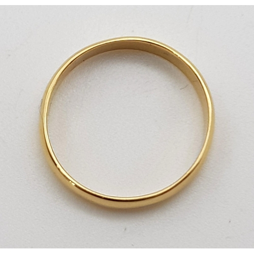 415 - 18k yellow gold 3mm band ring 
Size H, weighs 1.66g