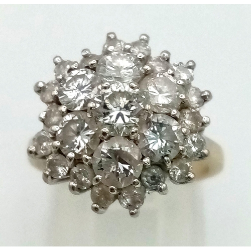 281 - An 18K Yellow Gold Diamond Cluster Ring. 2.40ct .Size K  Weight: 5.85g