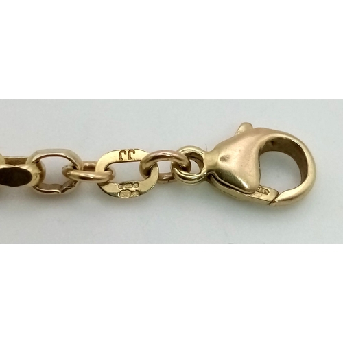 285 - An 9K Yellow Gold Belcher Link Necklace. 16.6g , 51.5cm length