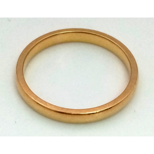 36 - A 22K Yellow Gold Band Ring. Size R. 4g.