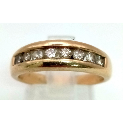 451 - 9k Yellow Gold Diamond Half Eternity Ring. 0.50ct Diamond.
Size P, weighs 4.57g