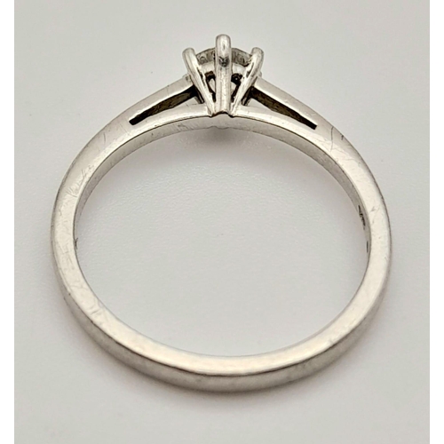 166 - A Platinum 0.33ct  Diamond Solitaire Ring. Size L. Weight: 3.2g