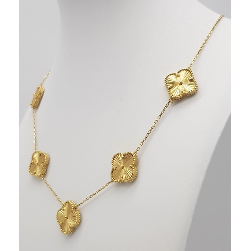 65 - An 18K Yellow Gold Clover Necklace in a Van Cleef & Arpels STYLE. 16g , 44.5cm length.