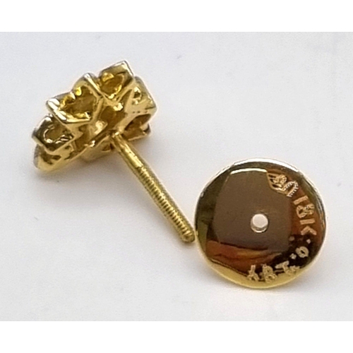 129 - 18K Yellow Gold DIAMOND FANCY STUD EARRINGS 0.25CT diamonds, weighs 3.57G
