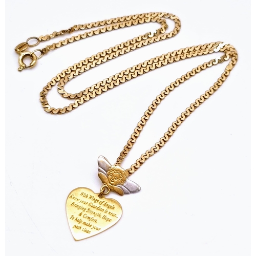138 - A 9K Yellow Gold Heart Pendant on a 9K Yellow Gold necklace - 46cm. Pendant - 2cm. 6.55g total weigh... 