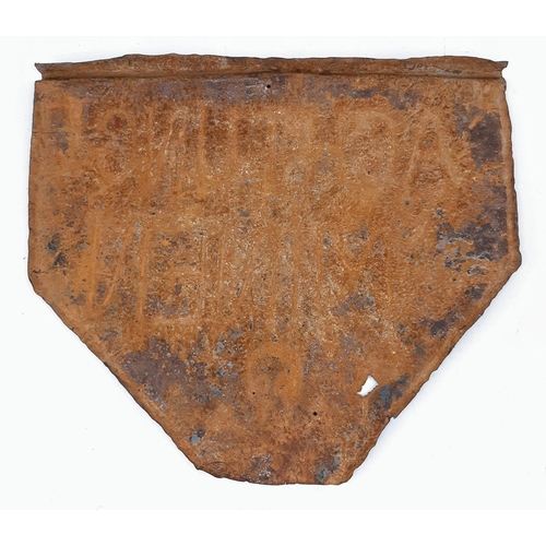 243 - WW2 German Mine Field Sign. Sheet metal with pressed letters reading ‘Achtung! Minen’ (Caution Mines... 