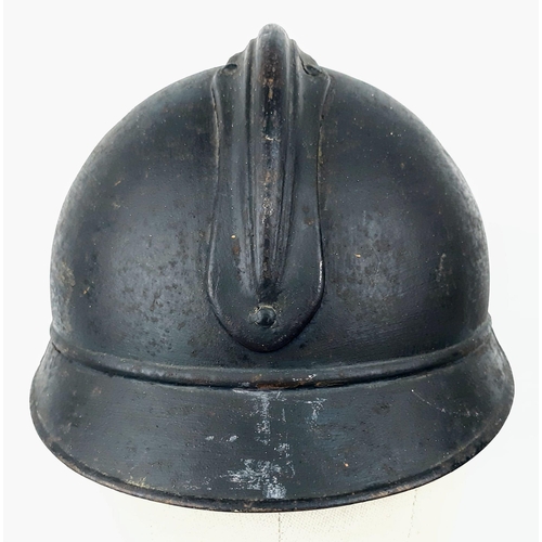 341 - WW1 French M15 Adrian Helmet with Applied Gas Troop Badge. The helmet of usual form split pin ‘comb’... 