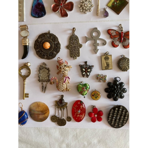 385 - A fabulous selection of PENDANTS, incredible assortment to include  Diamante,mosaic , butterfly, owl... 