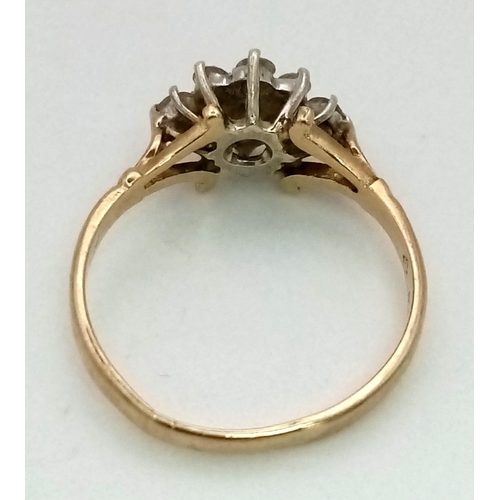 521 - 9k Yellow Gold, with Full Cut Diamond Dress Ring. Size O, Weighs 2.23G