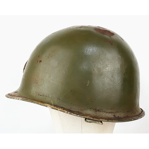 208 - WW2 US Army Major Officers M1 Steel Combat Helmet. Swivel bale example with front split seam and a M... 