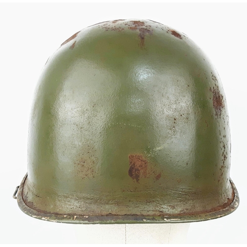 208 - WW2 US Army Major Officers M1 Steel Combat Helmet. Swivel bale example with front split seam and a M... 