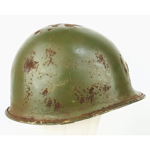 208 - WW2 US Army Major Officers M1 Steel Combat Helmet. Swivel bale example with front split seam and a M... 