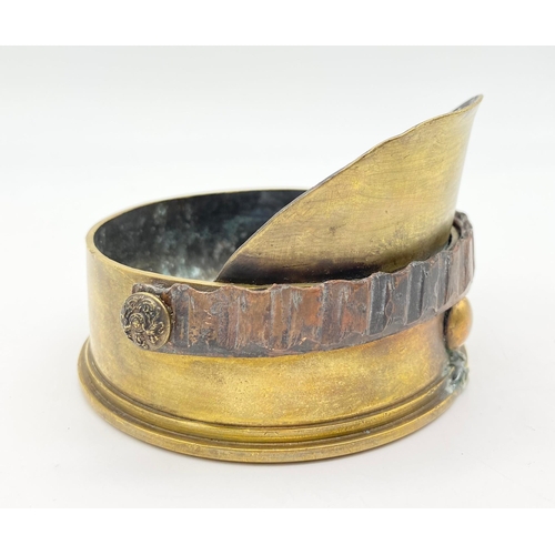 580 - WW1 British Trench Art in the form of a Kepi Hat/ Ashtray. The hat fashioned from an 18 Pounder shel... 